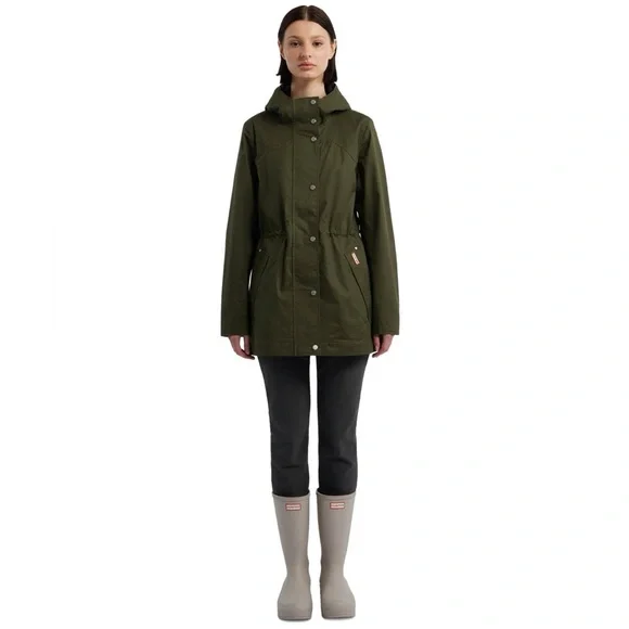🆕 NWT Hunter Adela cotton canvas rain jacket in hunter green - Picture 6 of 15